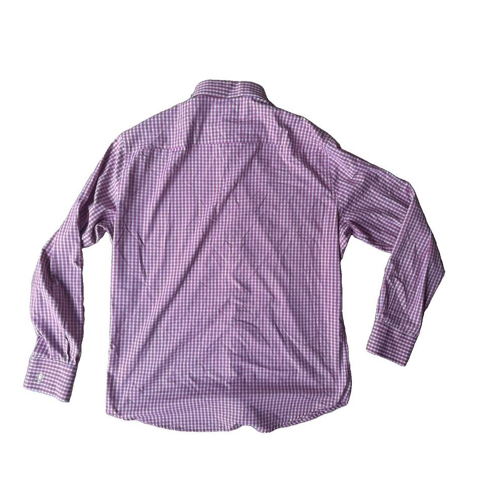 Peter Millar Dress Shirt Mens L Pink Check Button Down Crown Finish Cotton - Picture 3 of 12